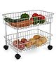 JD FRESH 2 Layer Stainless Steel Fruit & Vegetable Trolley for Kitchen - Chrome