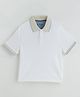 One Friday Cotton Knitted Half Sleeves Solid Polo Tee - White