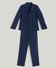 One Friday Woven Full Sleeves Solid Blazer With Coordinating Pant Set - Navy Blue