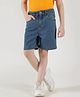 One Friday Cotton Denim Woven Solid Shorts - Blue