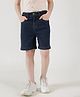 One Friday Cotton Woven Solid Denim Shorts - Blue