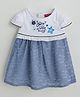 One Friday Cotton Woven Cap Sleeves Sweet Little Things Text Embroidered & Floral Printed Dress - Multi Colour