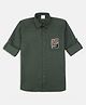 CAVIO Cotton Woven Full Sleeves Abstract Art Printed Shirt - Dark Green