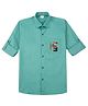 CAVIO Cotton Woven Full Sleeves Lets Go Play Text Back Embroidered Shirt - Green