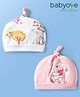 Babyoye Disney Interlock Knit Pony Caps with Winnie the Pooh Graphics Pack of 2 Pink & White - Diameter 17 cm