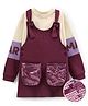 OLLINGTON ST. Cotton Full Sleeves Colorblocked Top & Knit Pinafore - Beige & Maroon