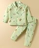Doreme Cotton Knit Full Sleeves Co-ords Night Suit With Vehicle Print - Green