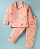Doreme Cotton Knit Full Sleeves Co-ords Night Suit with Vehicle Print - Orange