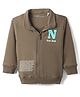 Doreme Terry Knit Full Sleeves Sweatjacket With Text Print - Brown