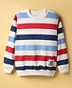 Doreme Terry Knit Full Sleeves Sweatshirt with Stripes - White