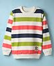 Doreme Terry Knit Full Sleeves Striped Sweatshirt With Text Patch - Multicolor