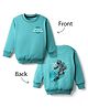 Doreme Terry Knit Full Sleeves Sweatshirt With Front & Back Astronaut Print - Aqua Blue