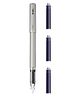 Scrikss Primeo Medium Nib Fountain Pen | 3 Cartridges Included | Stainless Steel Nib & ABS Body | Grey | in Blister Pack