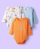 Babyhug 100% Cotton Knit Full Sleeves Onesies with Stripes & Nautical Print Pack of 3 - White & Orange