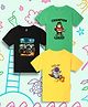 NUSYL Cotton Blend Knit Pack Of 3 Half Sleeves Space Theme & Monster Truck Printed Tees - Yellow Black & Green