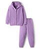 Pine Kids Knit Full Sleeves Solid Color Front Open Hooded Sweater Set - Lavender