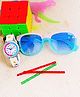 Fantasy World Floral & Cartoon Designed Analogue Watch With Sunglasses & Rubiks Cube - White