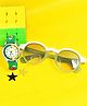 Fantasy World Aeroplanes Designed Analogue Watch With Rubiks Cube & Sunglasses - Green