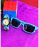 Fantasy World Pirates Designed Analogue Watch With Rubiks Cube & Sunglasses - Blue