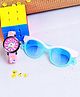 Fantasy World Floral Designed Analogue Watch With Sunglasses & Rubiks Cube - Pink