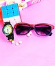 Fantasy World Cars Designed Analogue Watch With Sunglasses & Rubiks Cube - Black