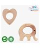 The Cheeky Kidzz Pack of 2 Baby Organic Neem Wooden Teether Set BPA-Free Easy to Grip With Smooth Edges 0 To 24 Months BPA Free (ASSORTED PRINTS)