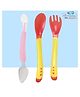 The Cheeky Kidzz Baby Double Head Bendable Silicone Steel Scrapper Spoon with Heat Sensitive Spoon Fork Set For Babies BPA Free (Pink & Yellow)