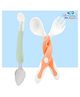The Cheeky Kidzz Baby Double Head Steel Scraper Silicone Spoon With Soft Silicone Bendable Spoon Fork Set for Kids BPA Free (MULTICOLOUR)
