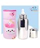 The Cheeky Kidzz Baby Stainless Steel Feeder Water Milk Anti-Slip Feeding 240ml Bottle With Printed Bottle Cover for Kids/Toddlers/Infants (PINK)