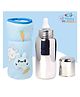 The Cheeky Kidzz Baby Stainless Steel Feeder Water Milk Anti-Slip Feeding 240ml Bottle With Printed Bottle Cover for Kids/Toddlers/Infants (BLUE)