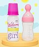The Cheeky Kidzz Baby Soft Silicone Squeeze Spoon Feeding Bottle With Attractive Anti Colic Nipple Printed Feeding Bottle 250ml BPA Free (PINK)