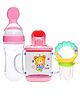 The Cheeky Kidzz Baby Soft Silicone Squeezy Spoon Feeding Bottle With Printed Spout Water Sipper 200ml And Food Feeder Nibbler Teether BPA Free (PI)