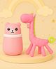 The Cheeky Kidzz Baby Skin Care Powder Talcum Puff Case Cum Container Box With Soft Silicone Giraffe Teething Toy BPA Free For Babies (PINK)