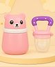 The Cheeky Kidzz Baby Skin Care Powder Talcum Puff Case Cum Container Box With Soft Silicone Fresh Fruit Vegetable Feeder Nibbler Teether (PINK)