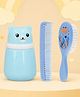 The Cheeky Kidzz Baby Skin Care Powder Talcum Puff Case Container Box With Soft Bristles Hair Printed Comb Brush For Babies First Shower Gift (BLUE)