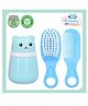 The Cheeky Kidzz Baby Skin Care Powder Talcum Puff Case Container Box With Soft Bristles Hair Solid Comb Brush For Babies First Shower Gift (BLUE)