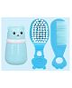The Cheeky Kidzz Baby Skin Care Powder Talcum Puff Case Container Box With Soft Bristles Hair Bear Comb Brush For Babies First Shower Gift (BLUE)