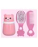 The Cheeky Kidzz Baby Skin Care Powder Talcum Puff Case Container Box With Soft Bristles Hair Bear Comb Brush For Babies First Shower Gift (PINK)