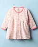 Pink Rabbit Single Jersey Knit Full Sleeves Front Open Frock with Bird Print - Pink