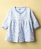 Pink Rabbit Single Jersey Knit Full Sleeves Front Open Frock with Bird Print - Lavender
