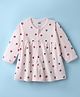 Pink Rabbit Single Jersey Knit Full Sleeves Front Open Frock With Ladybug Print - Pink