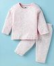Pink Rabbit Interlock Knit Full Sleeves Co-ords Night Suit with Animal Print - Light Pink