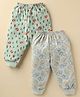 Pink Rabbit Single Jersey Knit  Full Length Lounge Pants With Animal Print Pack of 2 - Light Green & Grey