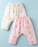 Pink Rabbit Single Jersey Knit Full Length Diaper Leggings With Animal Print Pack Of 2 - White & Pink