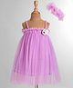 Enfance Sleeveless Floral Applique Detailed Dress With Headband Set - Lavender
