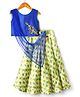 Enfance Sleeveless Zardozi Embroidered & Floral Printed Printed Lehenga Choli With Dupatta Set - Royal Blue