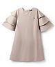 Enfance Half Bell Sleeves With You Text Printed Badge Embellished Dress - Onion Pink