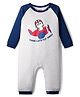 Babyhug 100% Cotton Raglan Full Sleeves Penguin & Aeroplane Printed Romper - Light Grey & Blue