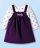 Babyhug Cotton Woven Frock With Full Sleeves Inner Tee & Floral Print - Purple