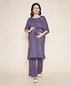 Mine4Nine Rayon Woven Half Batwing Sleeves Solid Maternity Kaftaan Top With Nursing Access & Coordinating Pant Set - Grey